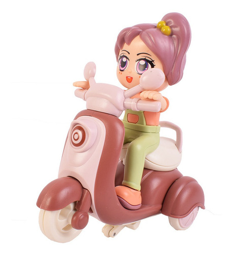 Muñeca En Scooter 12 Cm A Fricción Pull Back Personaje Scooter Marrón