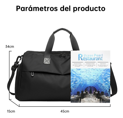 Maleta Gran Capacidad Deportivas Bolsa Gym Viaje Mochila Negro Lisa