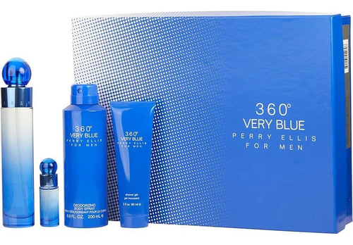 Set Perfume Caballero Perry Ellis 360° Very Blue 4 Piezas