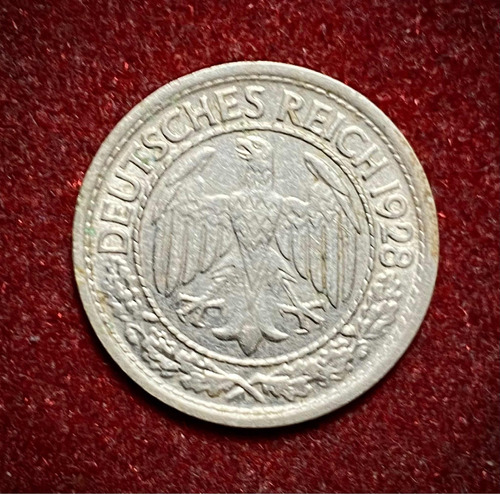 Moneda 50 Reichspfennig Alemania 1928 E Km 49 Águila
