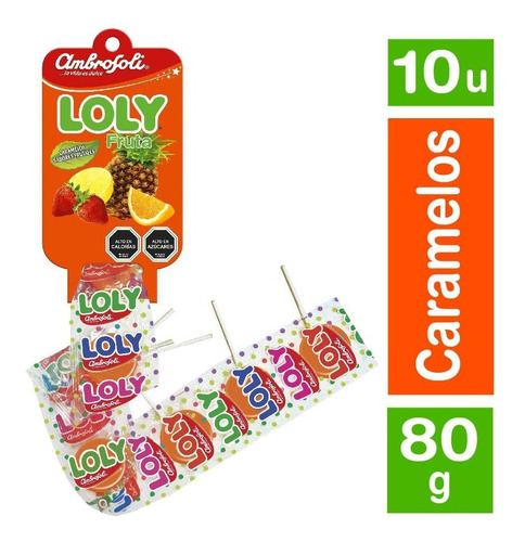 Loly Frutas Paletas De Caramelo 10 Unidades