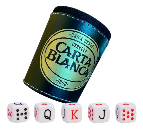 Domino Carta Blanca En Caja De Madera + Cubilete Con Dados