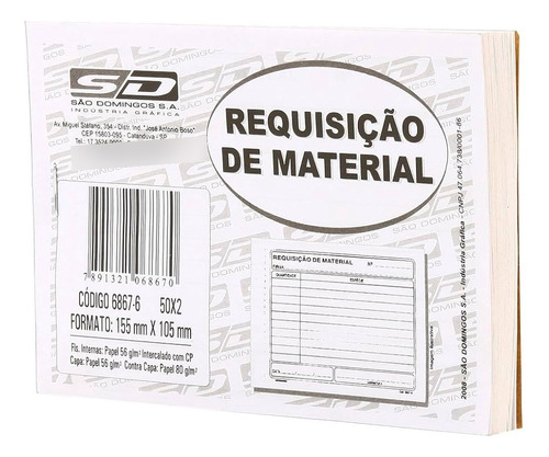 Kit C/10 Requisição De Material Simplificada São Domingos 