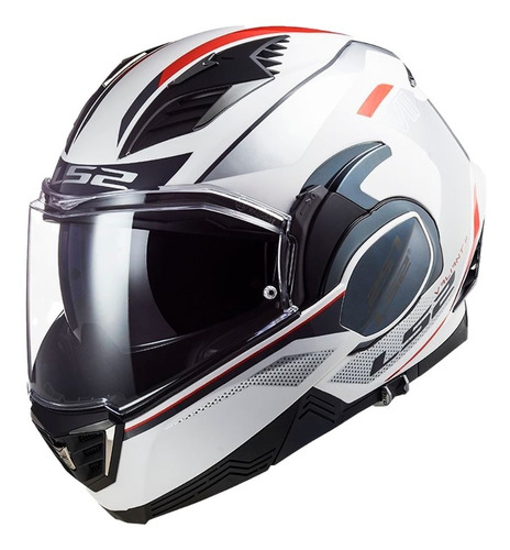 Casco Moto Ls2 Ff900 Abatible Valiant I I Hub Blanco Silver