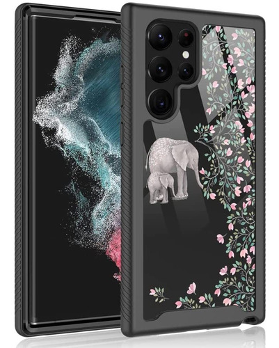 Funda Para Samsung Galaxy S22 Ultra - Elefante/flores Rosas
