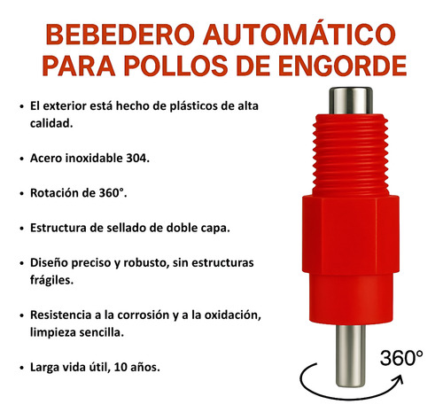 X30 Bebedero Automático Para Pollos Gallinas Aves Rojo