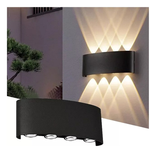 Aplique De Pared 8 Led Luz Calida Decoracion Hogar 2 Piezas