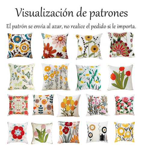 Funda De Cojín Floral De Primavera De Colores Mixtos,2 Pcs Paquete De Dos Colores Mixtos