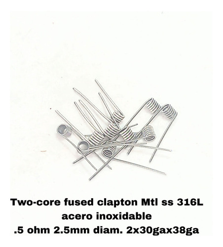 10 Resistencia Mtl Ss 316l .5ohm Acero Inox Two-core Rta 2.5