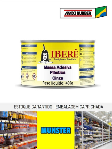 4x Massa Plástica Adesiva Com Catalizador 400g Cinza Iberê