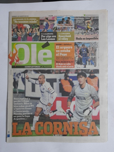 Ole 5/8/2012 Quilmes 3 Boca 0,racing 1 Rafaela 1,juegos Olim (Usado)