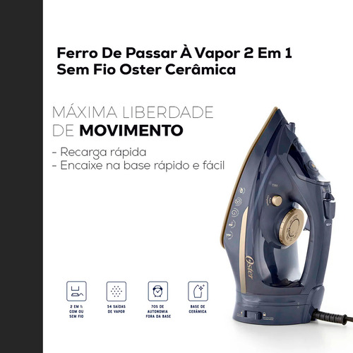 Oster Ferro De Passar A Vapor 2 Em 1 Sem Fio - 220v