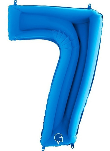 Balão Número 7 Metalizado Grabo Bexiga Azul 40pol/102cm