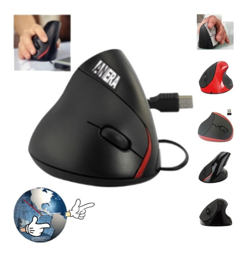 Mouse Ergonómico Vertical Anera Con Cable Usb