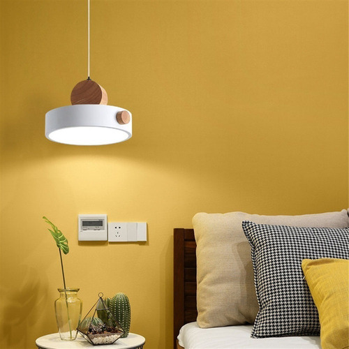 Lámpara Led Nórdica De Colgante Moderno 3 Colores Madera