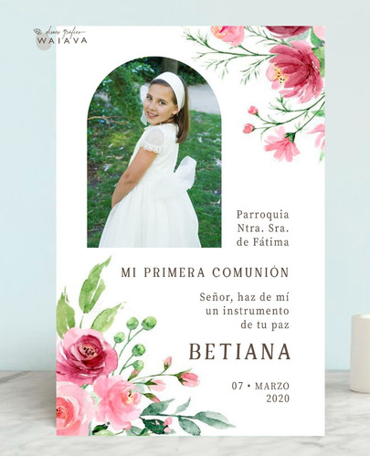 Imagen 7 de 10 de Estampas Nenas Primera Comunión Rect. Con Foto X 3u