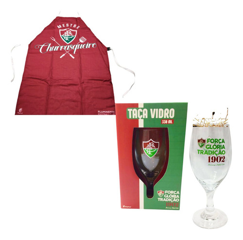 Kit Churrasco Avental Fluminense Churraco+taça Windsor Selo
