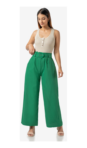 Pantalón Palazzo Mujer Color Verde