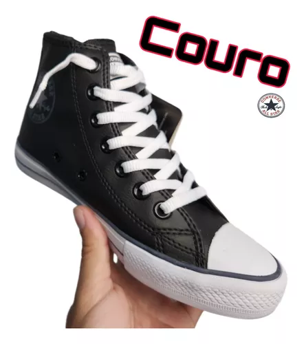 Converse All Star Alto Bege Couro