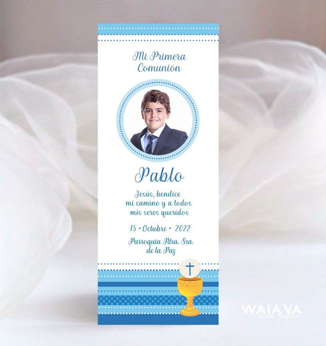 Imagen 6 de 6 de Tarjetas Primera Comunión Nenes Señalador Con Foto X 3u