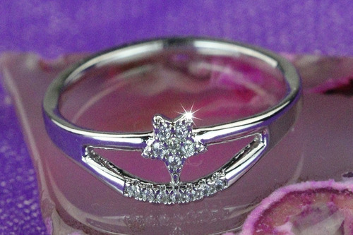 Anillo Mujer Oro Blanco 18k Estrella