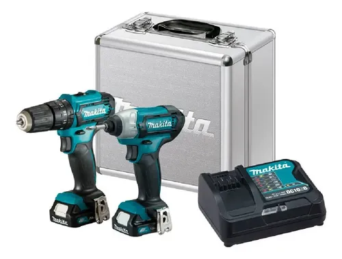 COMBO FURADEIRA PARAFUSADEIRA DE IMPACTO - CLX228SAX MAKITA COR AZUL-TURQUESA