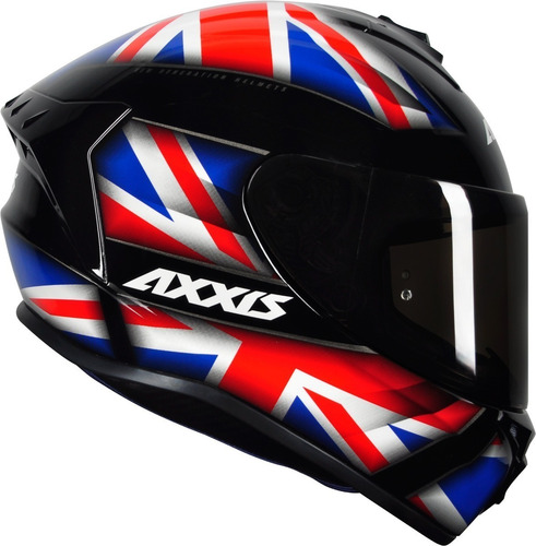 Imagem 10 de 10 de Capacete Moto Axxis Draken Uk Azul + Viseira Fume