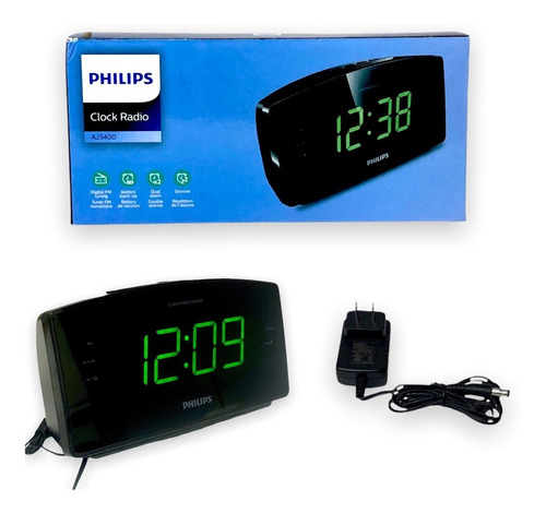 Radio Philips Reloj Despertador Fm Alarma Números Grandes 