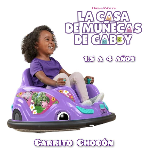 Carrito Chocón Recargable C Luces Casa De Gabby P Niña 1.5a4