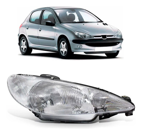 Farol Peugeot 206 1998 1999 2000 A 2003 Foco Simples Raiado