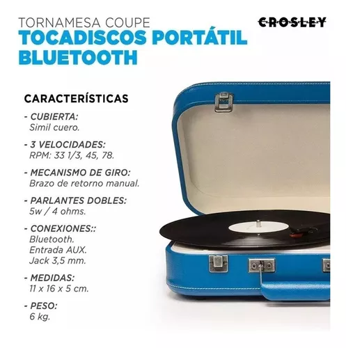 TOCADISCOS CROSLEY CUPE AZUL 12V - Disco