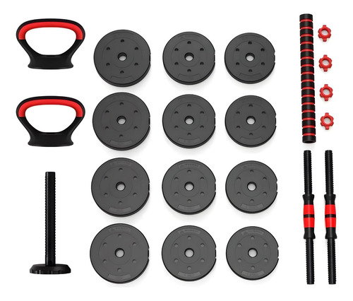 Set Mancuernas Barra Ajustables 20 Kg 3 En 1