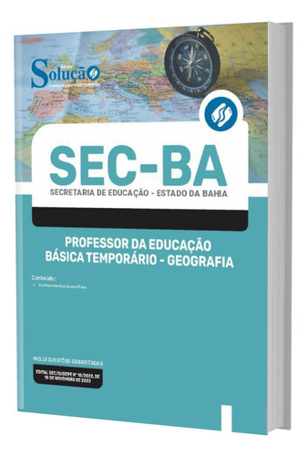 Apostila Concurso Sec Ba - Professor Temporário - Geografia, De Professores Especializados.