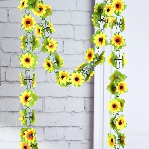 1 Corrente De Girassol Artificial P/decoração Pendente Cor Amarelo