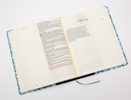 Imagen 4 de 6 de Biblia De Apuntes Color Azul Floreada Simil Piel Caja