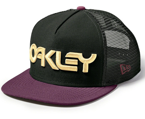 Boné Oakley Factory Pilot Trucker Preto Com Logo Amarelo