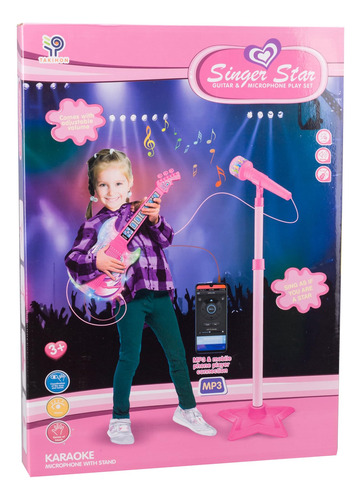 Set De Guitarra Y Micrófono Takihon Para Niños Con Música Y