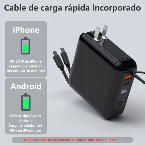 Power Bank 20000mah Cargador De Enchufe Pared Portátil 22.5w