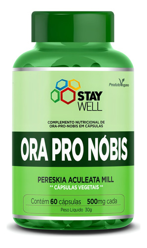 3 Unidades Do Ora Pro Nóbis 500mg - Fórmula Exclusiva Com Cápsulas Vegetais 100% Puro - 180 Cápsulas