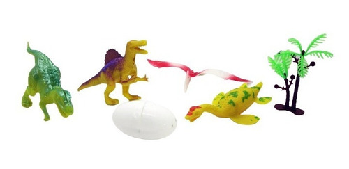 Dinosaurios Set X 4 Mas Huevo Y Plantas Juguete