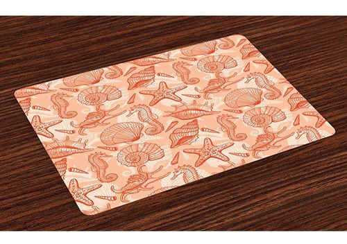 Lunarable Coral Place Mats Conjunto De 4 Mar Marina Nautico