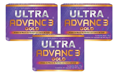 Ultra Advance Gold 30 Tabletas De 500mg Pack 3 Cajas Sabor Sin Sabor