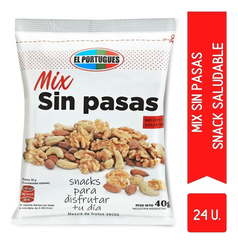 Snack Mix De Frutos Secos Sin Pasas X 40gr - El Portugués