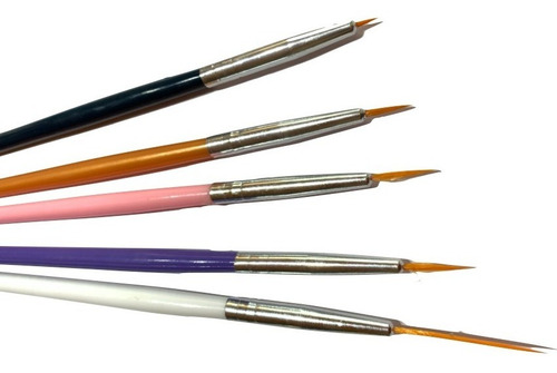 Imagen 2 de 10 de Pack Pincel Liner X 5 Unidades Decoración Uñas Nail Art