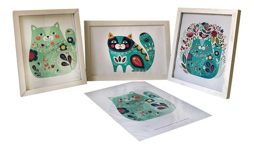 Imagen 6 de 6 de Decoupage Láminas Set Gatos Folk Laura Craft