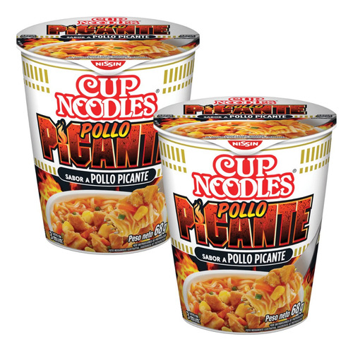 Fideos Cup Noodles Nissin Pollo Picante 68g. X2