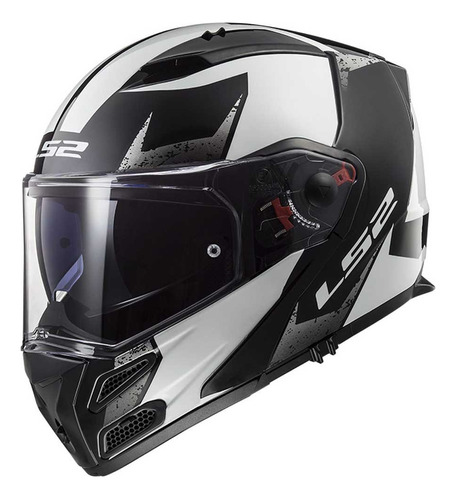 Casco Moto Ls2 Ff324 Abatible Metro Rapid Blanco Negro