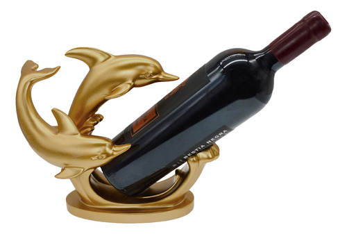 Figura Decorativa Delfín Soporte De Botella De Vino Resina