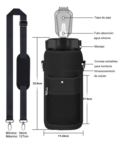 Moyac Botella Agua Con Funda Protectora Botella De Agua 2