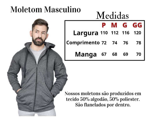 Imagem 2 de 2 de Moletom Masculino Blusa De Frio Ziper Com Capuz Promoção